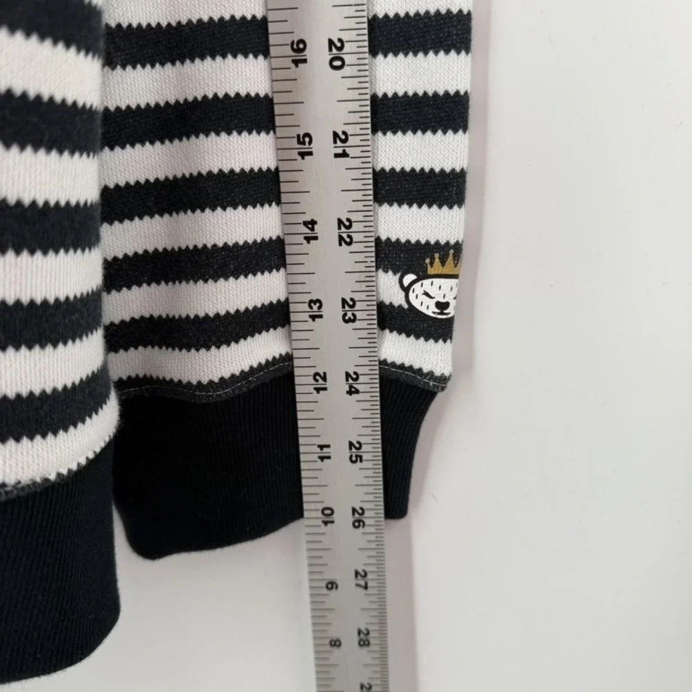 Adidas‎ by Nigo Hoodie Mens XL Striped Full Zip Bear Graphic Rare Black White